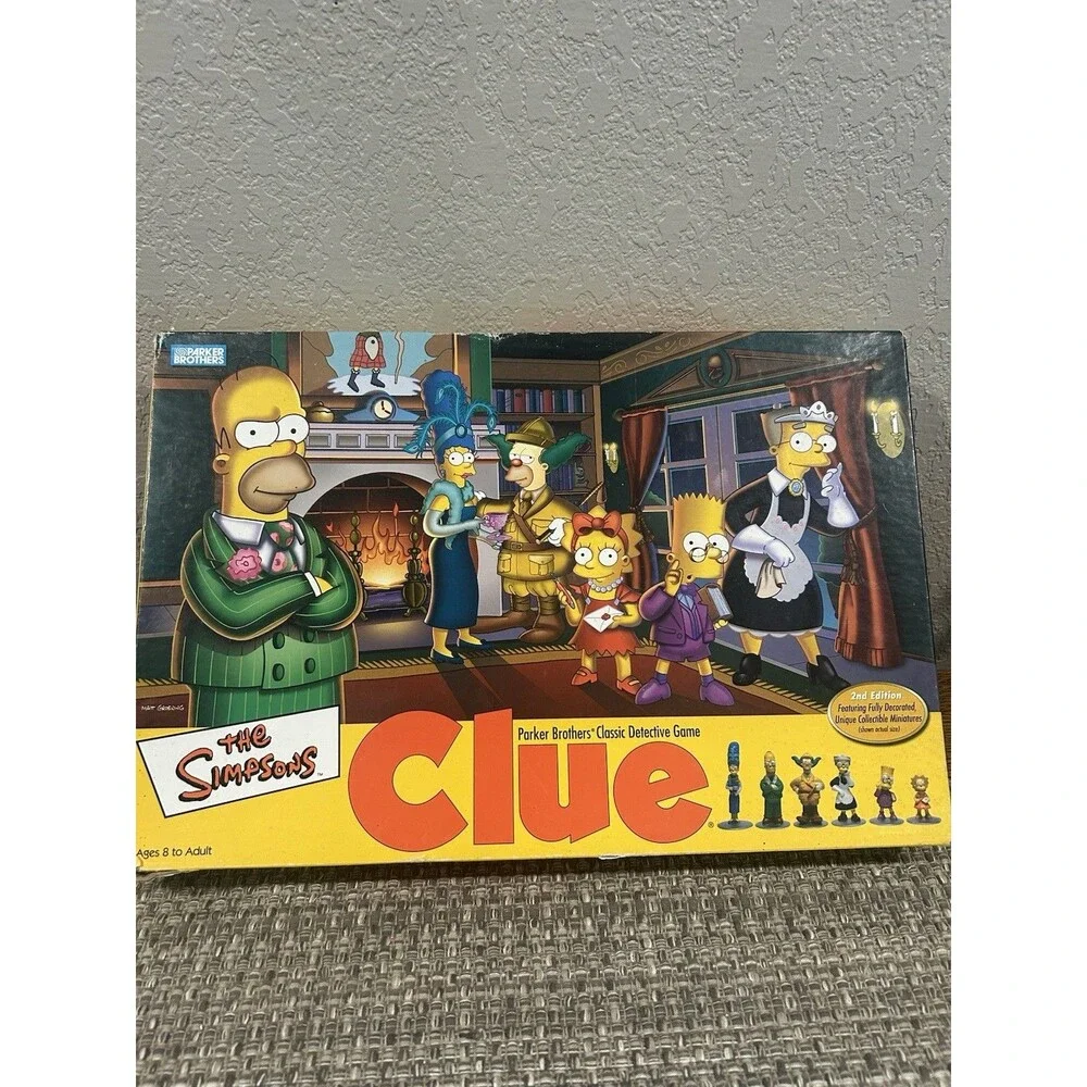 The Simpsons Edition Clue Board Game Parker Brothers 2002 2nd Edition
